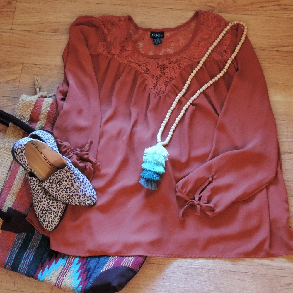 Burnt Orange Boho Blouse